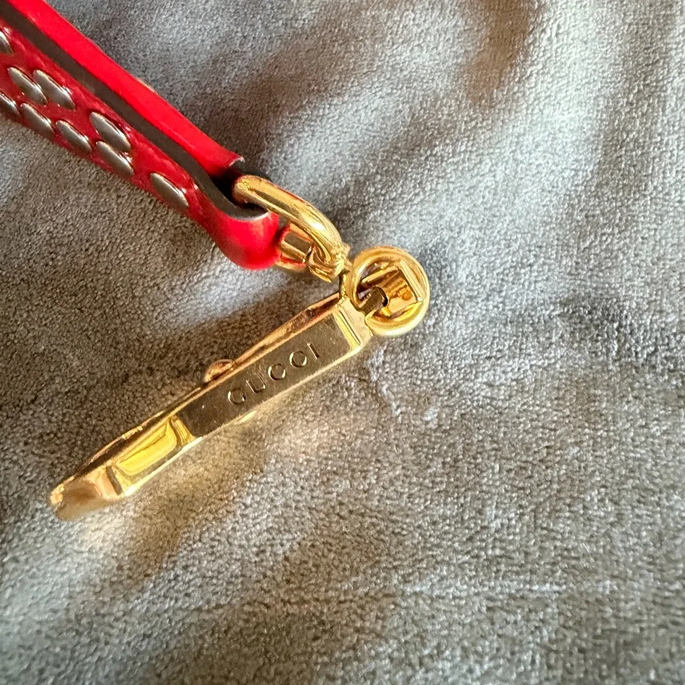Gucci Red Belt with Grommet Details - Picture 2 of 3